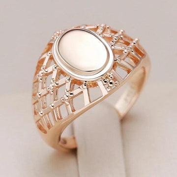 Marvelous Classic Simple Weaving Glossy 14K Filled Rose Gold Big Rings for Women  Ethnic Wedding Jewellery